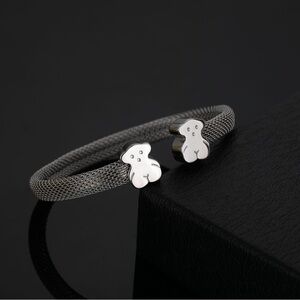 Tous Silver Mesh Bracelet with Bear Charms